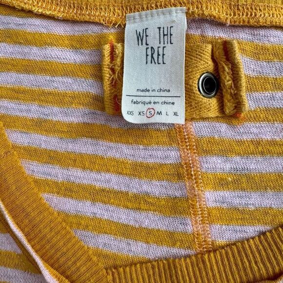 Free People We The Free Striped Take Me Tee Linen Blend Sz Small Boho Oversized - Picture 6 of 9